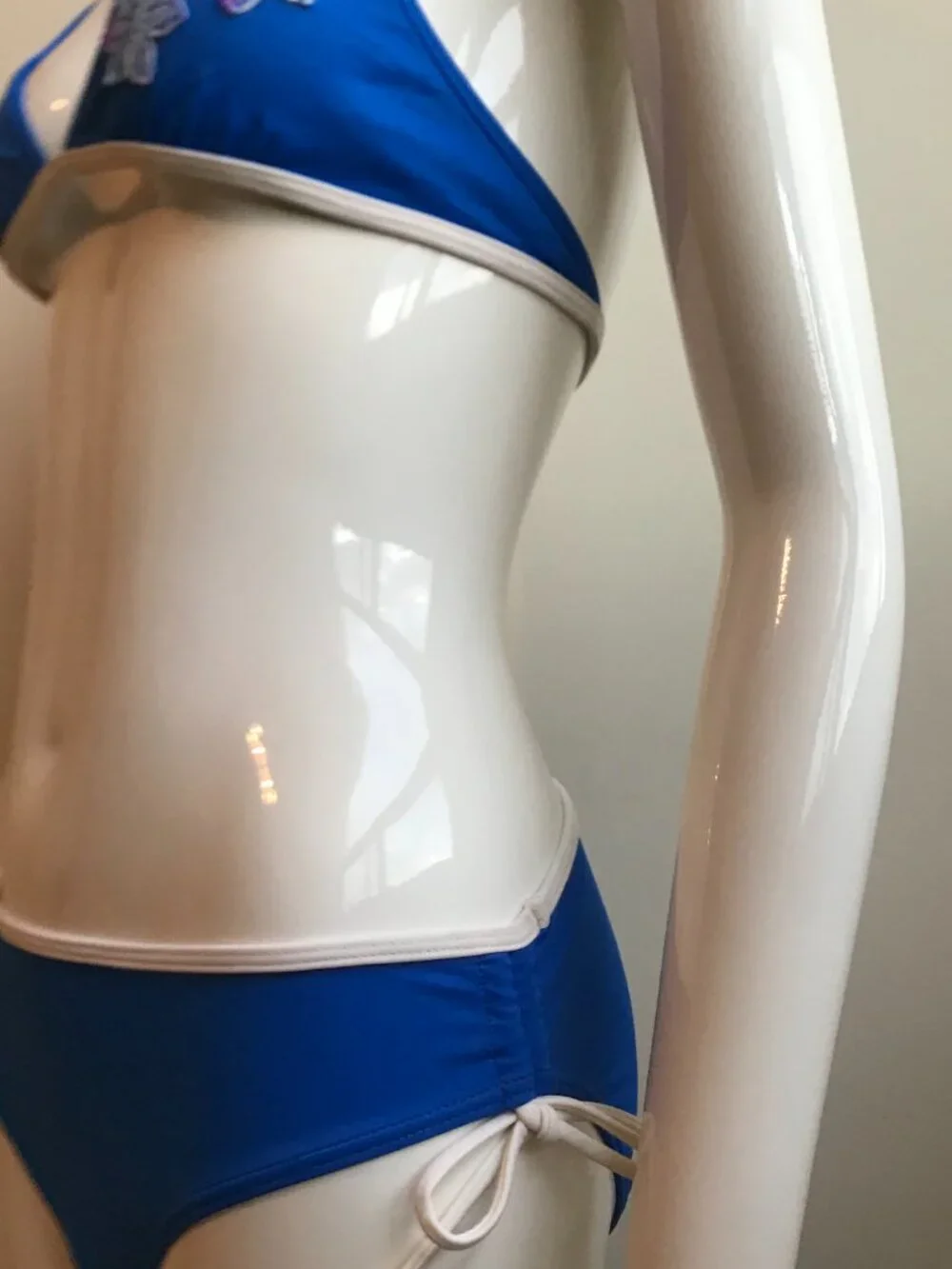 Billabong Girls swimwear blue floral patch and logo bikini